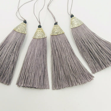 Grey Tassels Artificial Silk Tassel with Cone Cap, Earring Tassel, Bridal Tassels